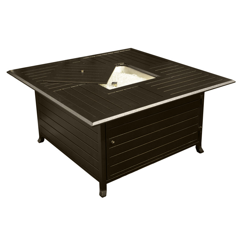 Jenese Square Aluminum Propane Smokeless Fire Pit Table with Hidden Fuel Tank