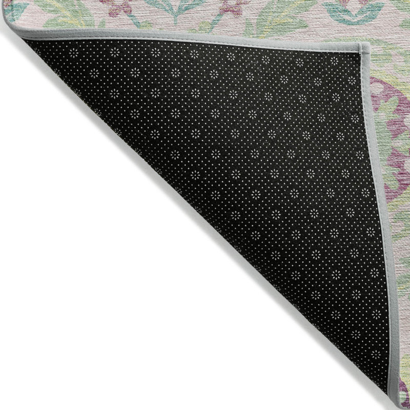 Tapis d'intérieur lavable floral 9 pi x 12 pi mauve