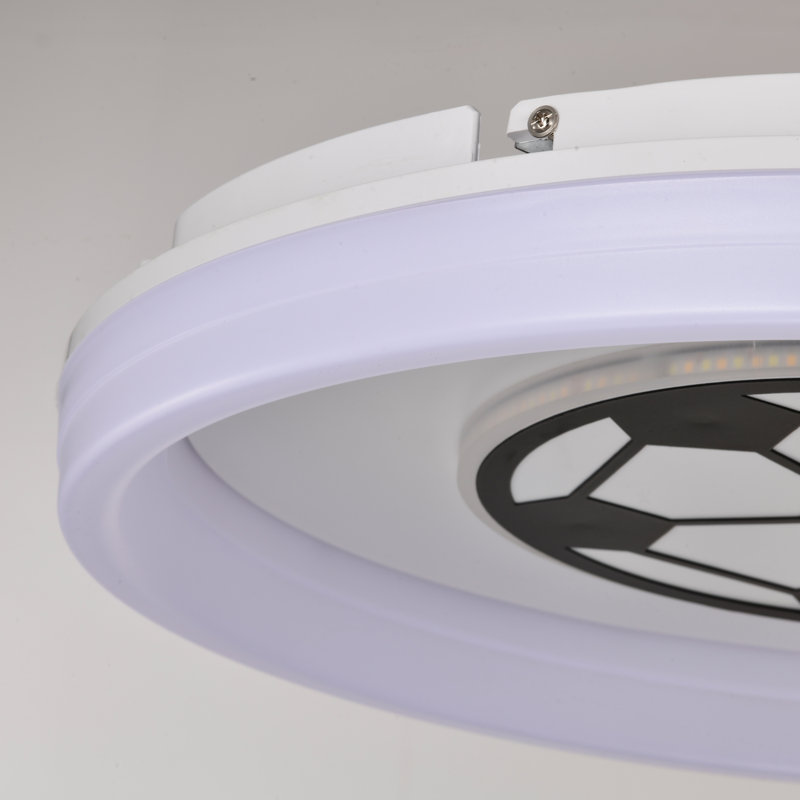  Modern Soccer Pattern Integrated Led Flush Mount With White Acrylic Shade