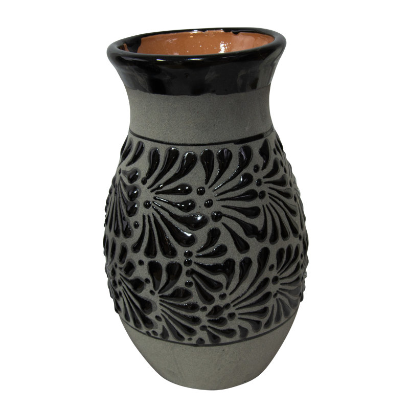 Desert Bloom Terracotta Clay Vase In Black/gray