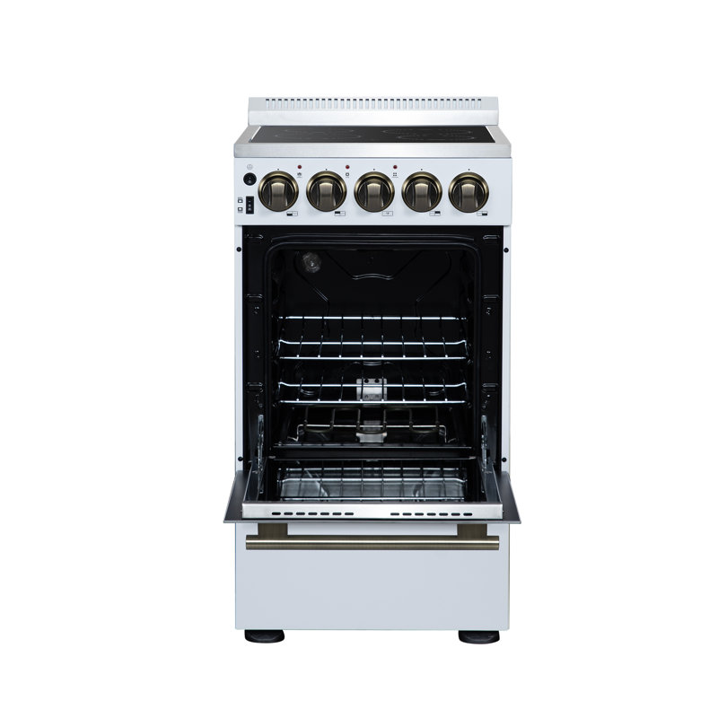 Pallermo 20 Inch Freestanding Electric Range in White, Storage Drawer, 4 Burner Elements 6,000W, 2.05 cu.ft. oven, Energy Efficient