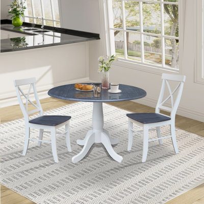 Damarrea Round Top 3 Piece Drop Leaf Solid Wood Dining Set