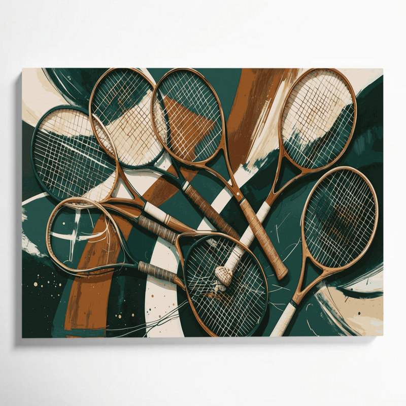 Art sur toile, raquettes de tennis, H 11 po x l 14 po