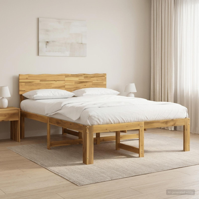 Solid Wood Bed Frame, Kingsize (5'), White