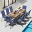 Chaises de patio empilables toutes saisons, tissu en textilène durable avec accoudoirs, structure en métal robuste, chaises de salle à manger ergonomiques à séchage rapide pour l'extérieur pour la cour et la piscine (bleu marine, 8 pièces)-126637972-109080136
