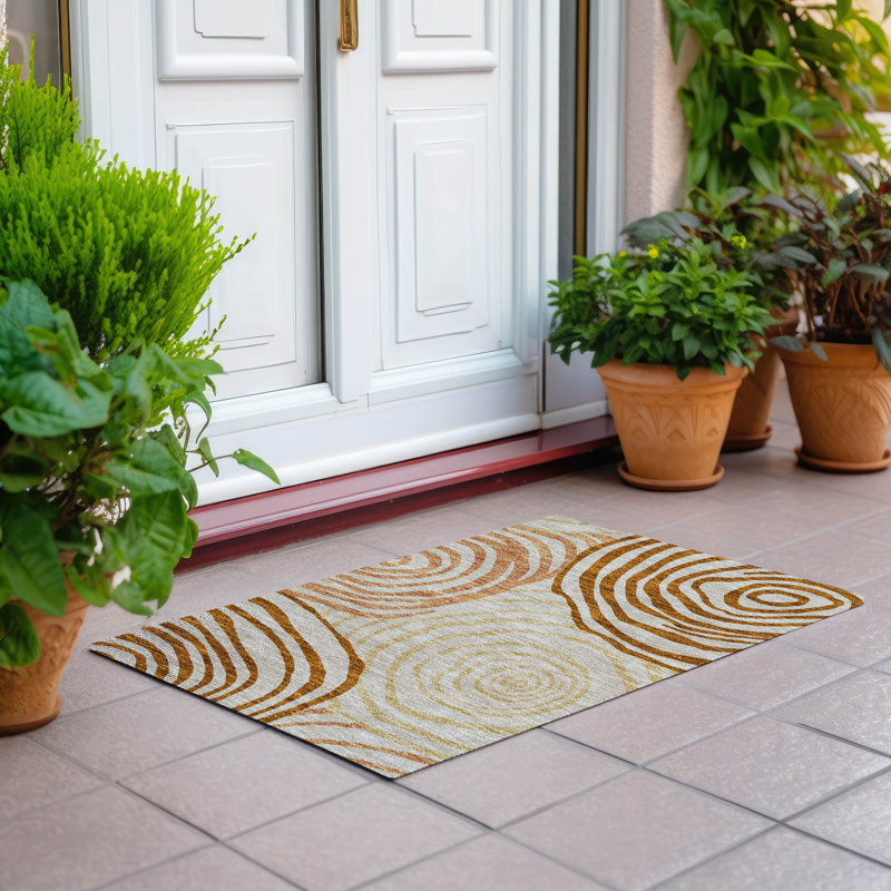Tapis de porte d'extérieur antidérapant Leis, Rectangle 1 pi 8 po x 2 pi 6 po