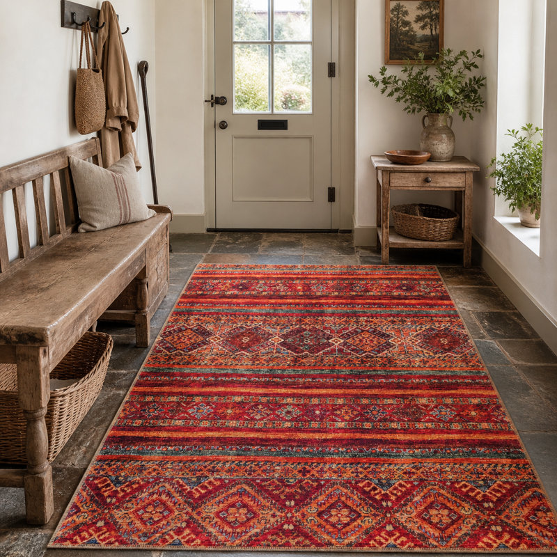 Oriental Cotton and Chenille Flatweave Area Rug, 60 x 100 cm