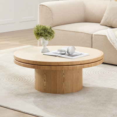 Table basse en pierre frittée de 35,43 pouces avec piédestal robuste en panneau de fibres à densité moyenne pour le salon, la chambre à coucher et la salle de réception