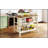 Solid Wood Rustic 45 Inch Stationary Kitchen Island with Butcher Block, 2 Open Shelves for Small Spaces and Dining