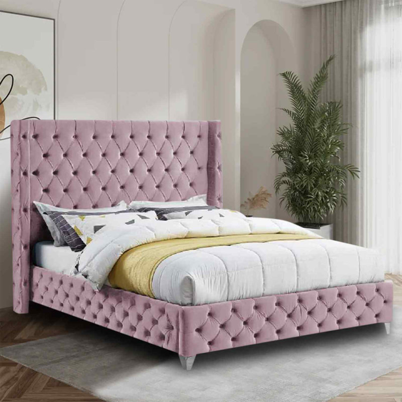 Upholstered Bed, Double (4'6), Pink