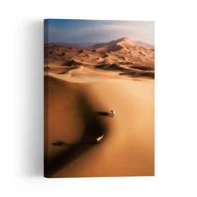 " Camels On Golden Dunes Serene Tranquil Abstract Landscape Nature Wall Art Print " Print