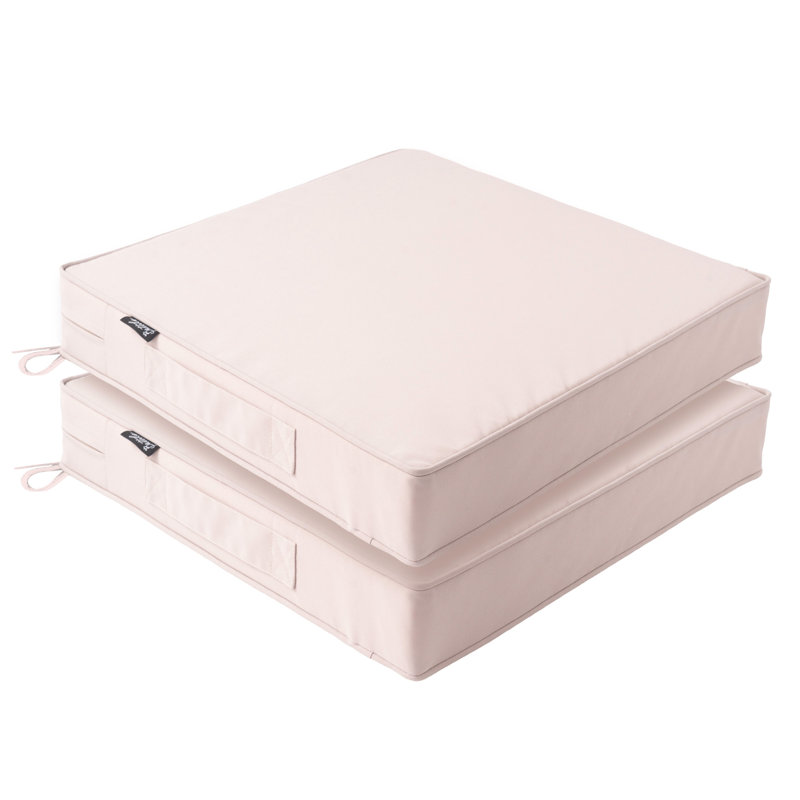 Patio Chair Cushion With Handle And Ties For Garden Sofa Couch, 19" X 19" X 3", Beige, 4