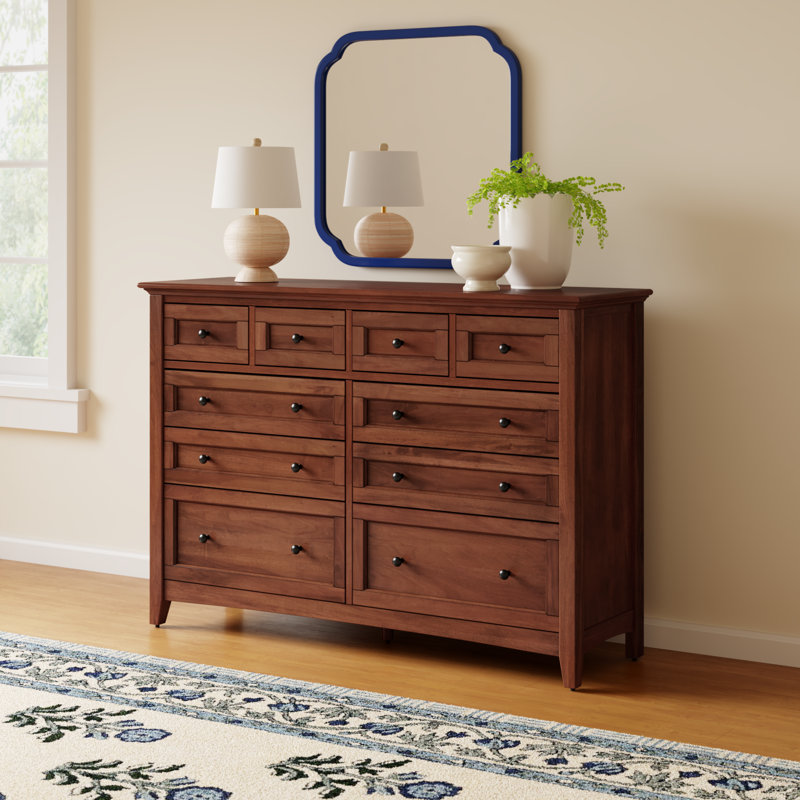 Melusina 10-drawer 60-inch Solid Wood Double Dresser, Cherry Brown