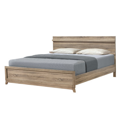 1pc Bed Natural Wood Finish Well-crafted Bed Frame Modern Rustic Wooden Bedroom Furniture