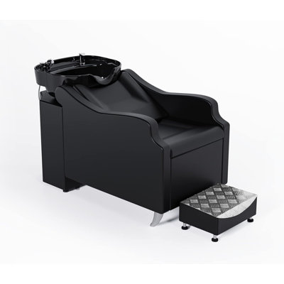 Bac à shampoing et fauteuil de lavage noirs avec cuvette en céramique extra large