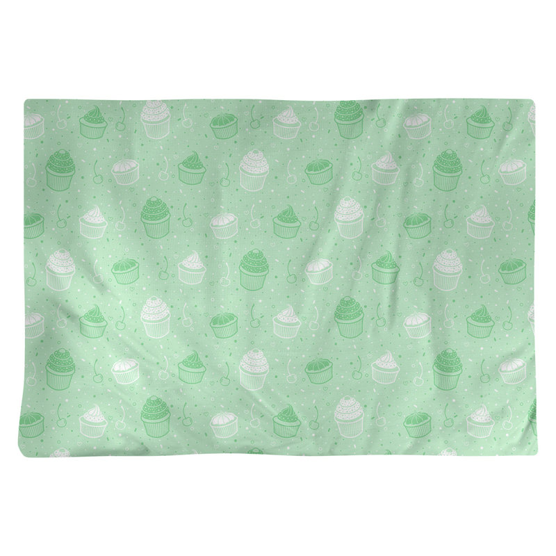 Napperon en coton 18 po Classic cupcake, Vert / blanc