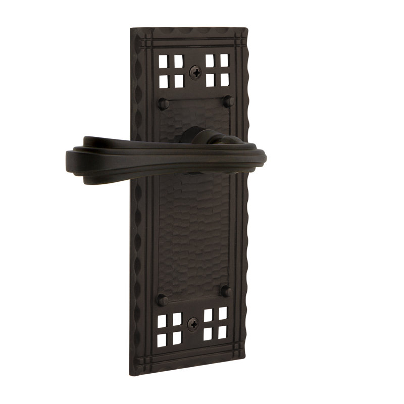 Craftsman Plate Single Dummy with Fleur Lever, Right Handed, Oil-Rubbed Bronze