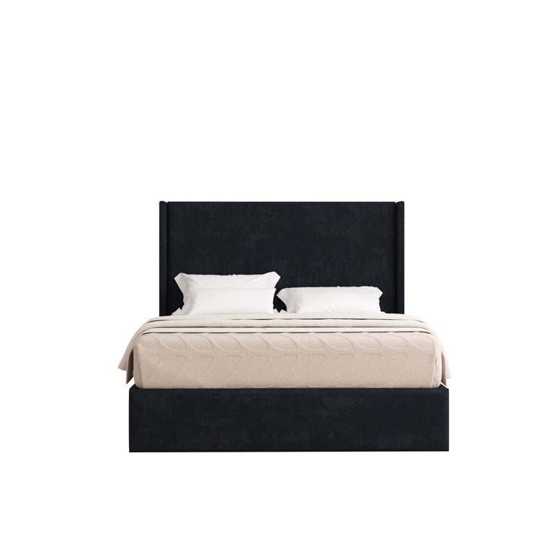 Boiko Upholstered Ottoman Storage Bed, Black, Kingsize (5')