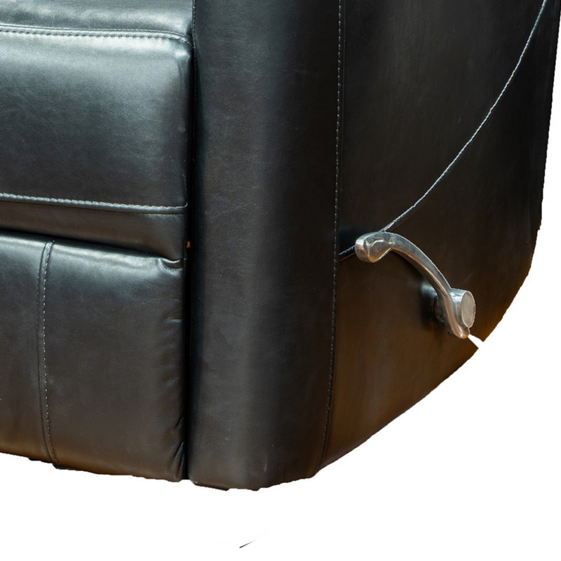 Aki Faux Leather Swivel Recliner, Black Faux Leather