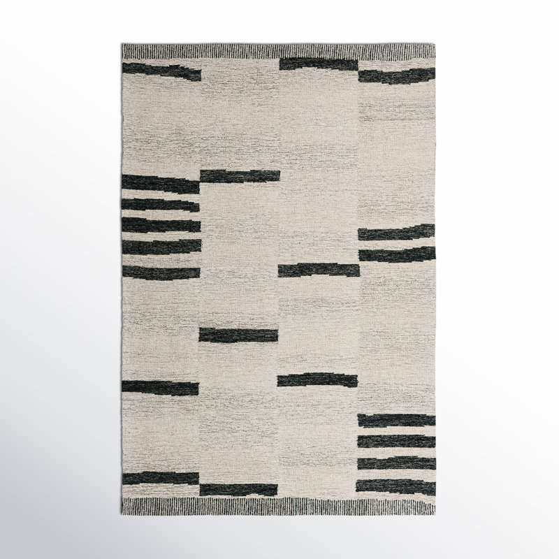 Tapis crème / noir en laine touffeté à la main Uptown, Rectangle 2 pi x 3 pi