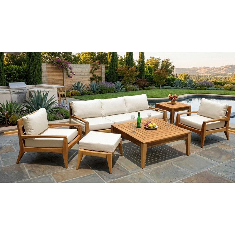 Noida 80 de large, 6 Pcs: Table, Sofa, x2 Chairs, End Table, Ottoman