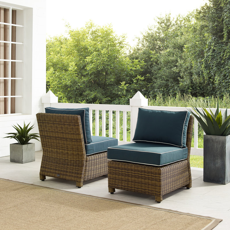 Ensemble de chaises d'extérieur 2 pièces Regina, Brun, Velours bleu marine