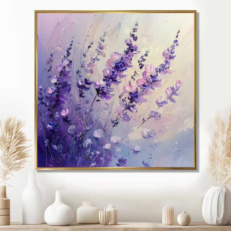 Décoration murale florale Ethereal Lanvender Wildflowers, Impression encadrée flottante, H 16 po x l 16 po, Doré