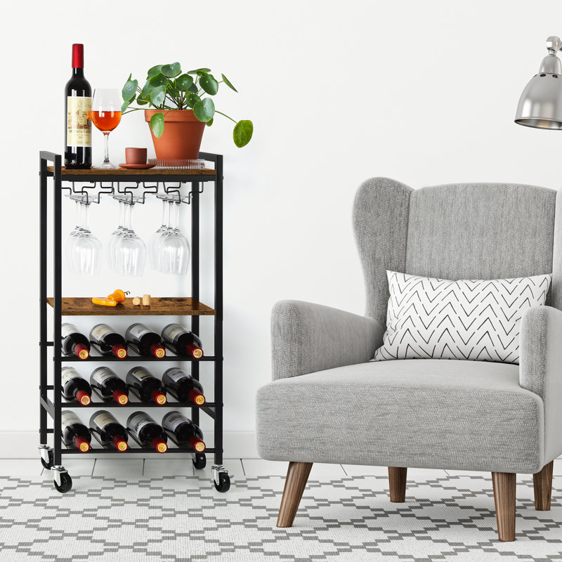 Support à bouteilles de vin et à verres Azjah, Brun