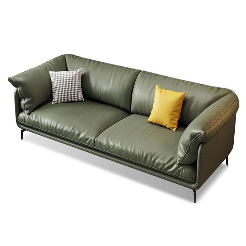 Canapé modulaire vert en cuir véritable, H 33,86 po x l 70,87 po x P 37,4 po