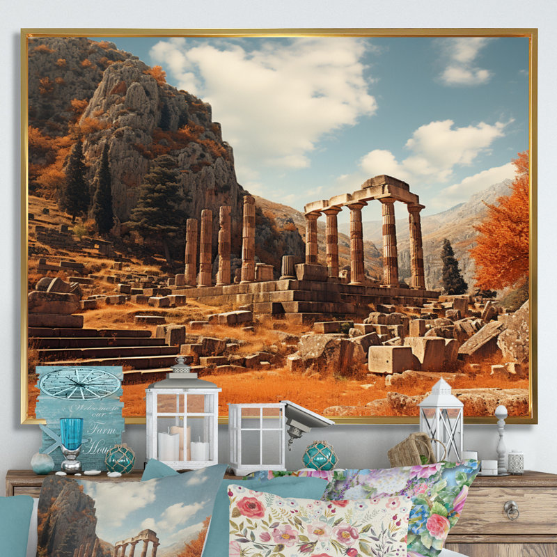Grèce Grèce Mythos II sur toile, H 34 po x l 44 po x P 1,5 po, Cadre flottant doré