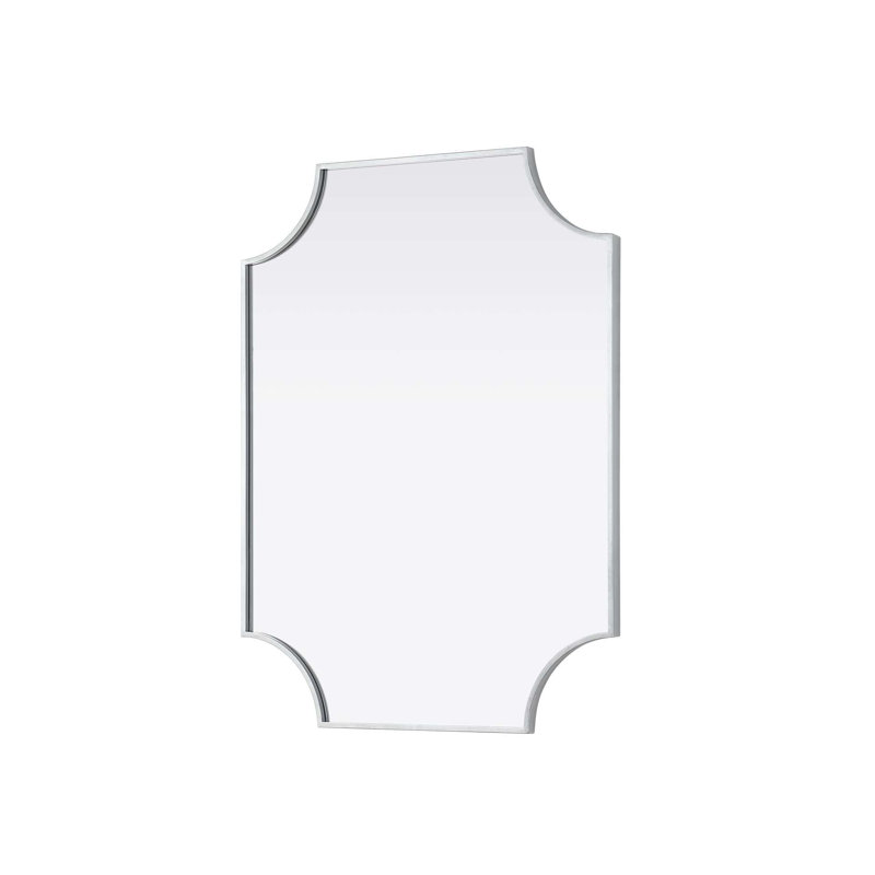Notched Metal Mirror 27x36 inch in Silver, Silver, 36" x 27"