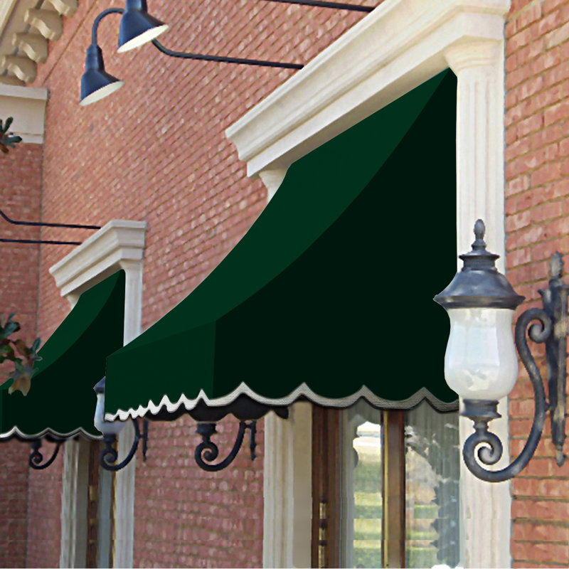 Awntech Nantucket Acrylic Fabric Fixed Awning, Forest, 44" H x 52.5" W x 36" D