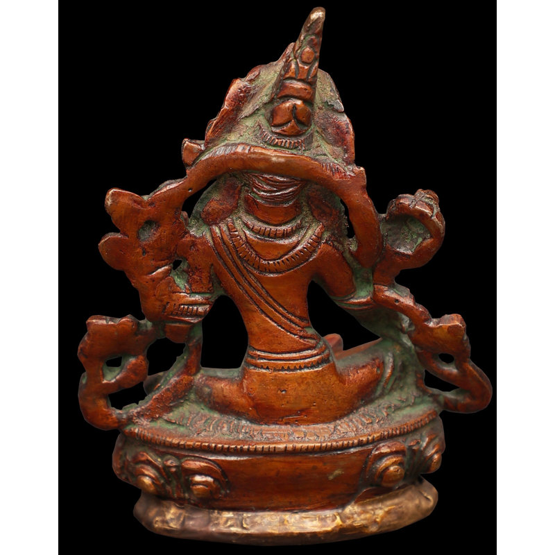 Statue de la déesse verte 4 po Tara en laiton | Fait à la main | Fabriqué en Inde 