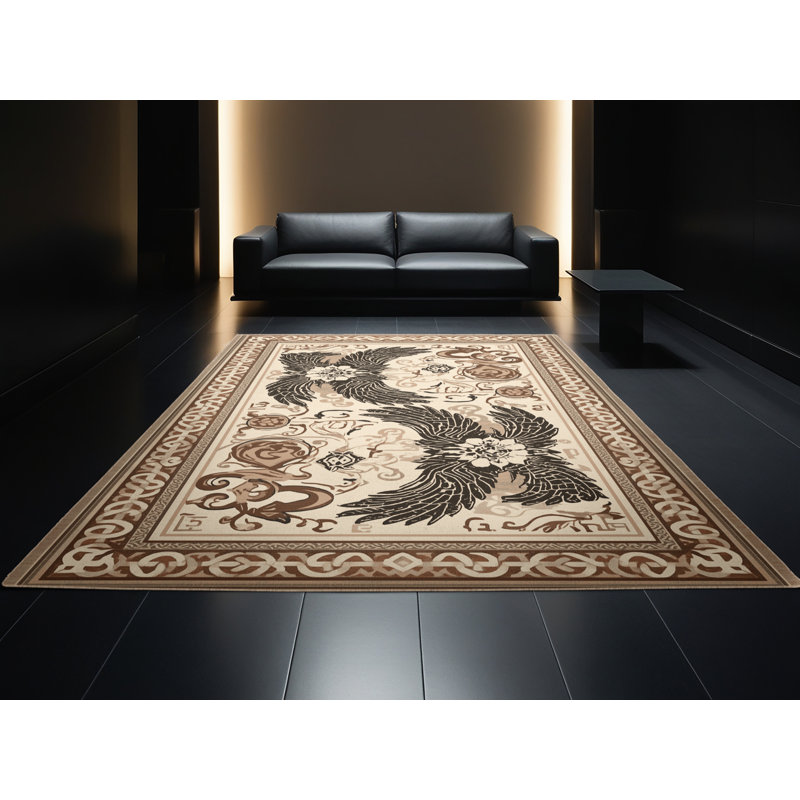 Tapis oriental traditionnel beige lavable à la machine Bergland - reliure beige, 2 x 3