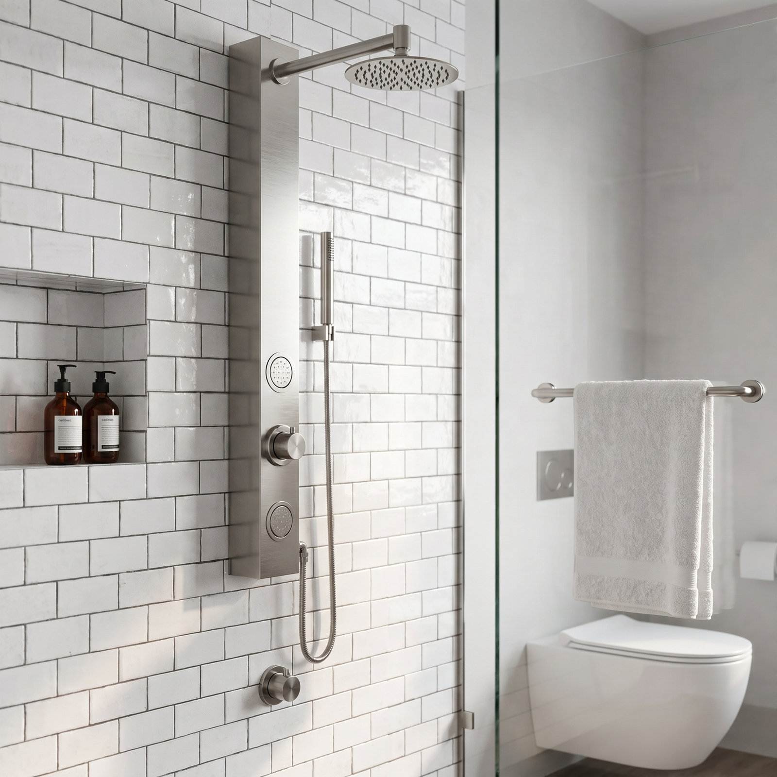 Gardenia 2-Jet Shower System with Hand Wand, Stainless Steel