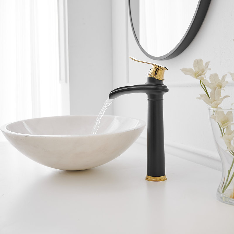 Single-handle Bathroom Faucet with Drain Assembly, Gold/Black