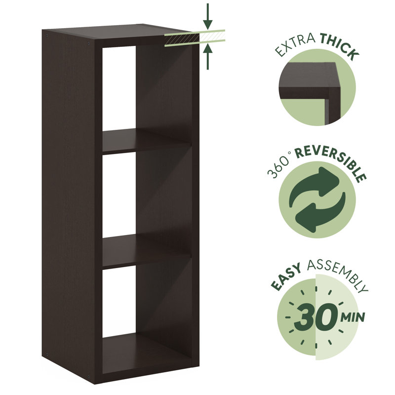 Antonya Cube Bookcase, (3 Shelves) 111.71cmH x 40.31cmW x 37.01cmD