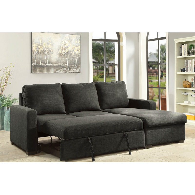 Canapé-lit et chaise longue avec repose-pieds Kimes, Gris foncé
