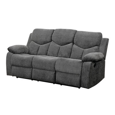 Canapé Kalen en chenille grise avec table rabattable