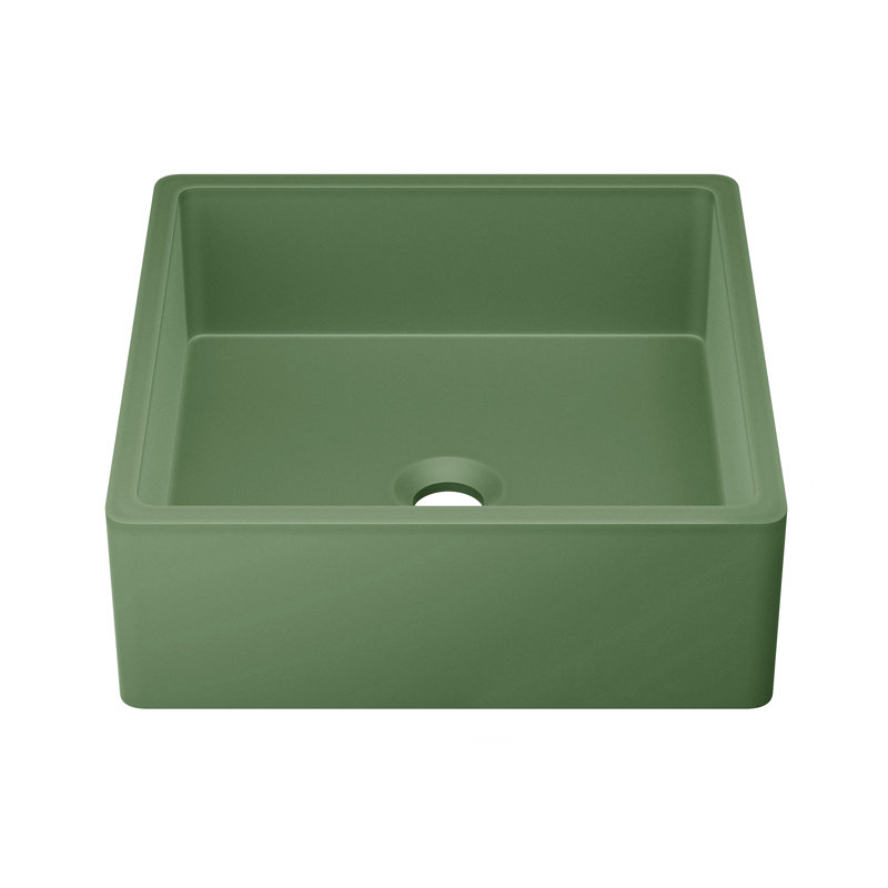 Lisse 15.5" Concrete Square Vessel Sink, Matte Royal Green