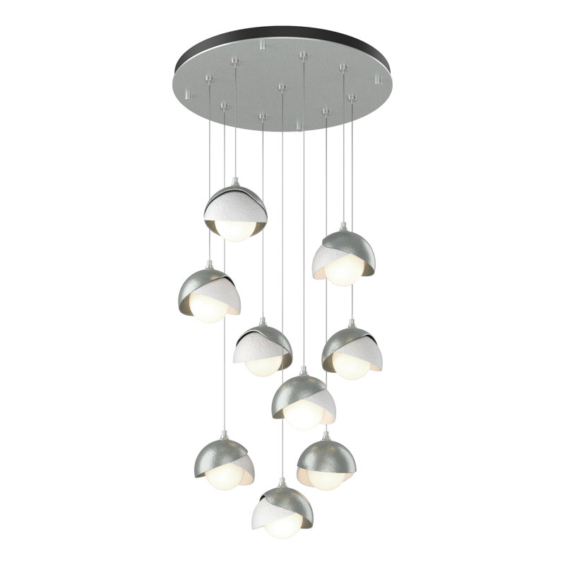 Brooklyn 9 - Light Cluster Geometric Pendant, 10" - 80", Vintage Platinum, White