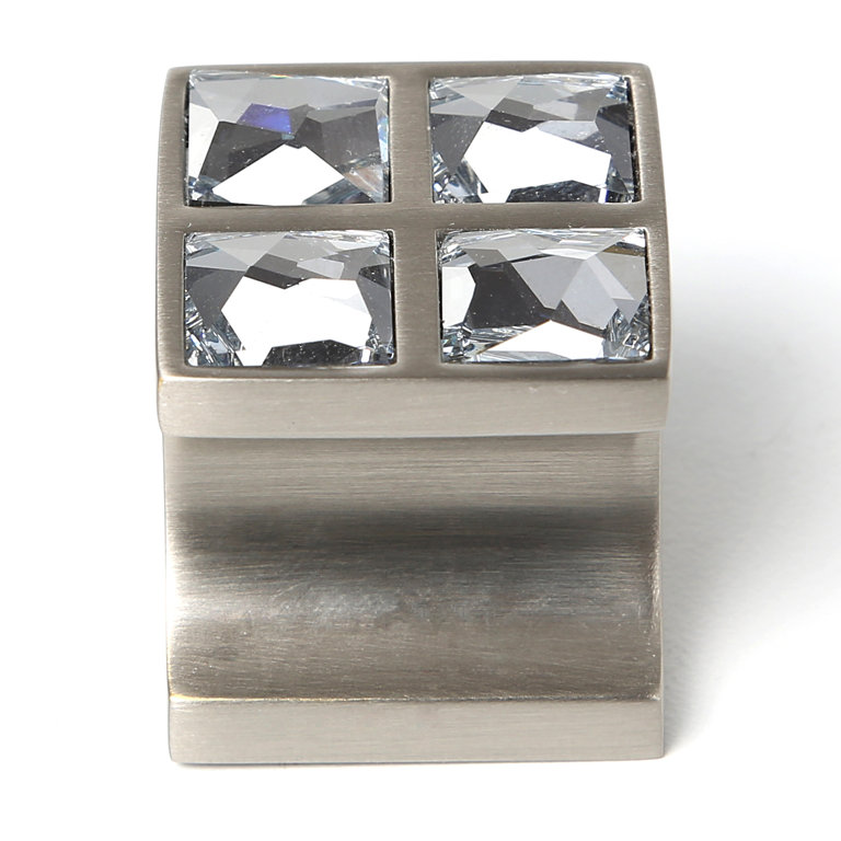 Swarovski Crystal Square Knob, Satin Nickel
