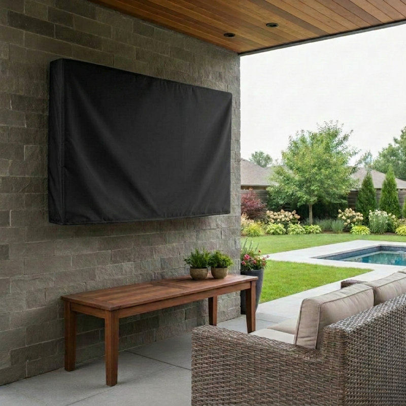 Universal Weatherproof TV Cover – All-Season Protection for Flat Panel TVs, Water-Resistant, Breathable Material with Remote Pocket