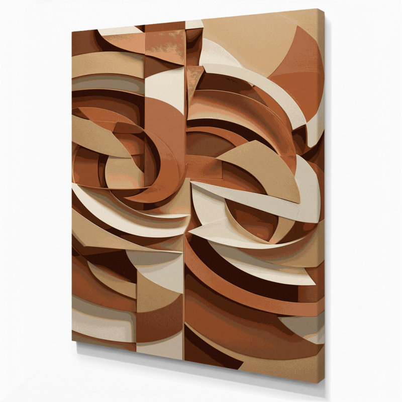 "Abstract Shapes" 83, art mural sur toile brune, H 20 po x l 16 po