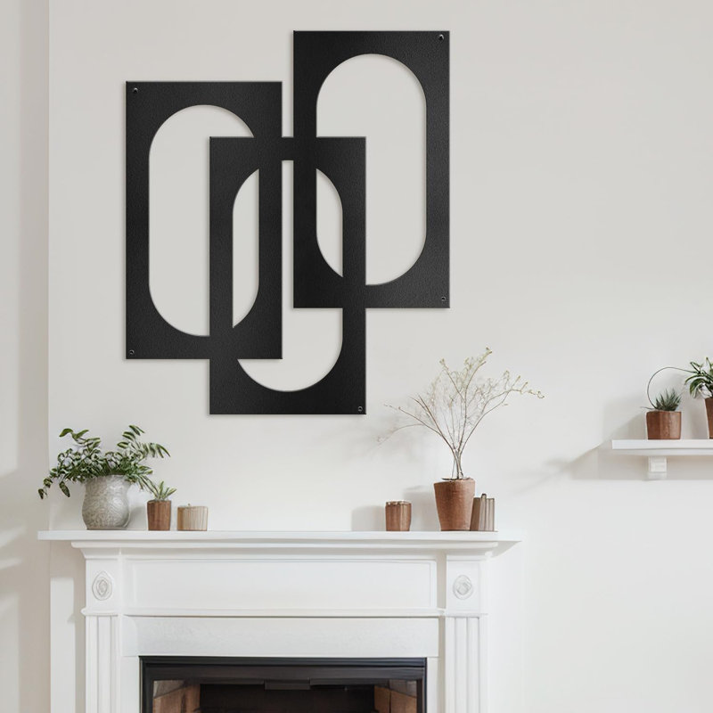 Décoration murale en métal, H 30 po x l 20 po x P 0,05 po, Noir