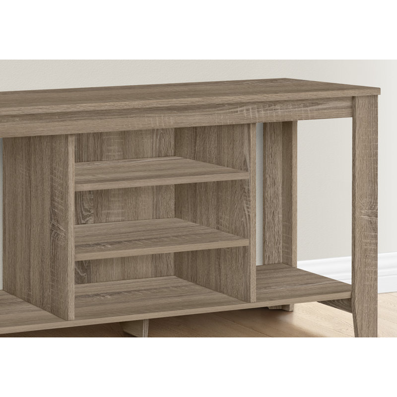 Meuble télé, 48 po, console, meuble multimédia, tablettes de rangement, salon, chambre à coucher, stratifié brun, contemporain, moderne