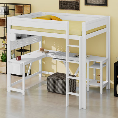 Lit mezzanine pour jouer peu encombrant avec bureau, tablettes, DEL et station de charge