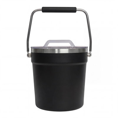 Large Black Double Wall Insulated 304 Stainless Steel Ice Bucket, Keeps Drinks Cold for Home Bar, Patio & Party Use