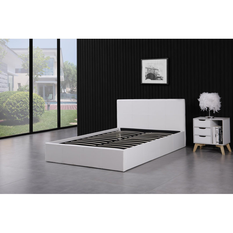 Violetta Upholstered Ottoman Storage Bed, White, Double (4'6)