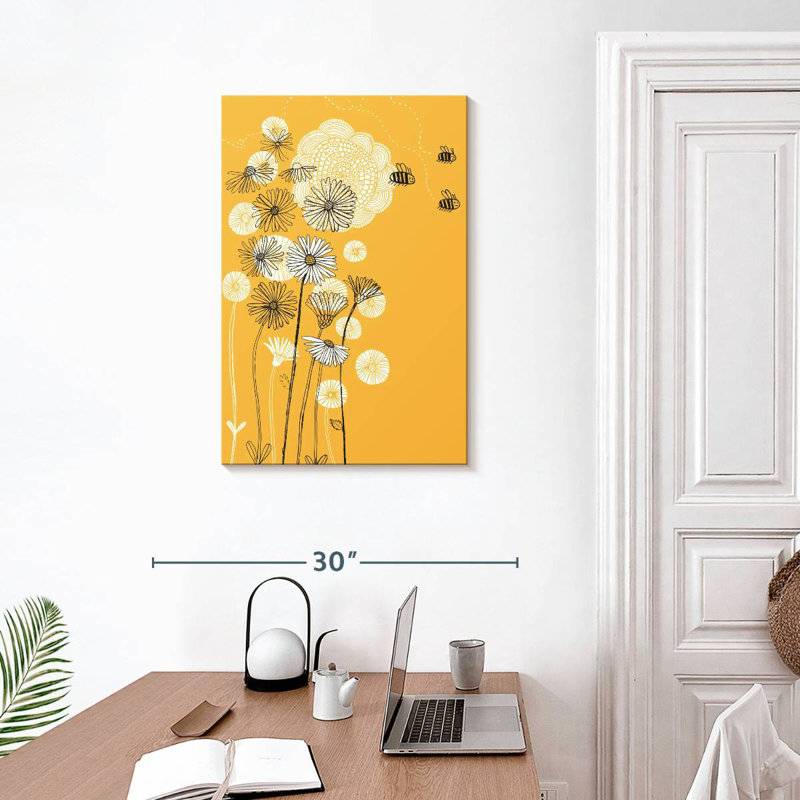 Harnek, abeilles et marguerites, H 30 po x l 20 po